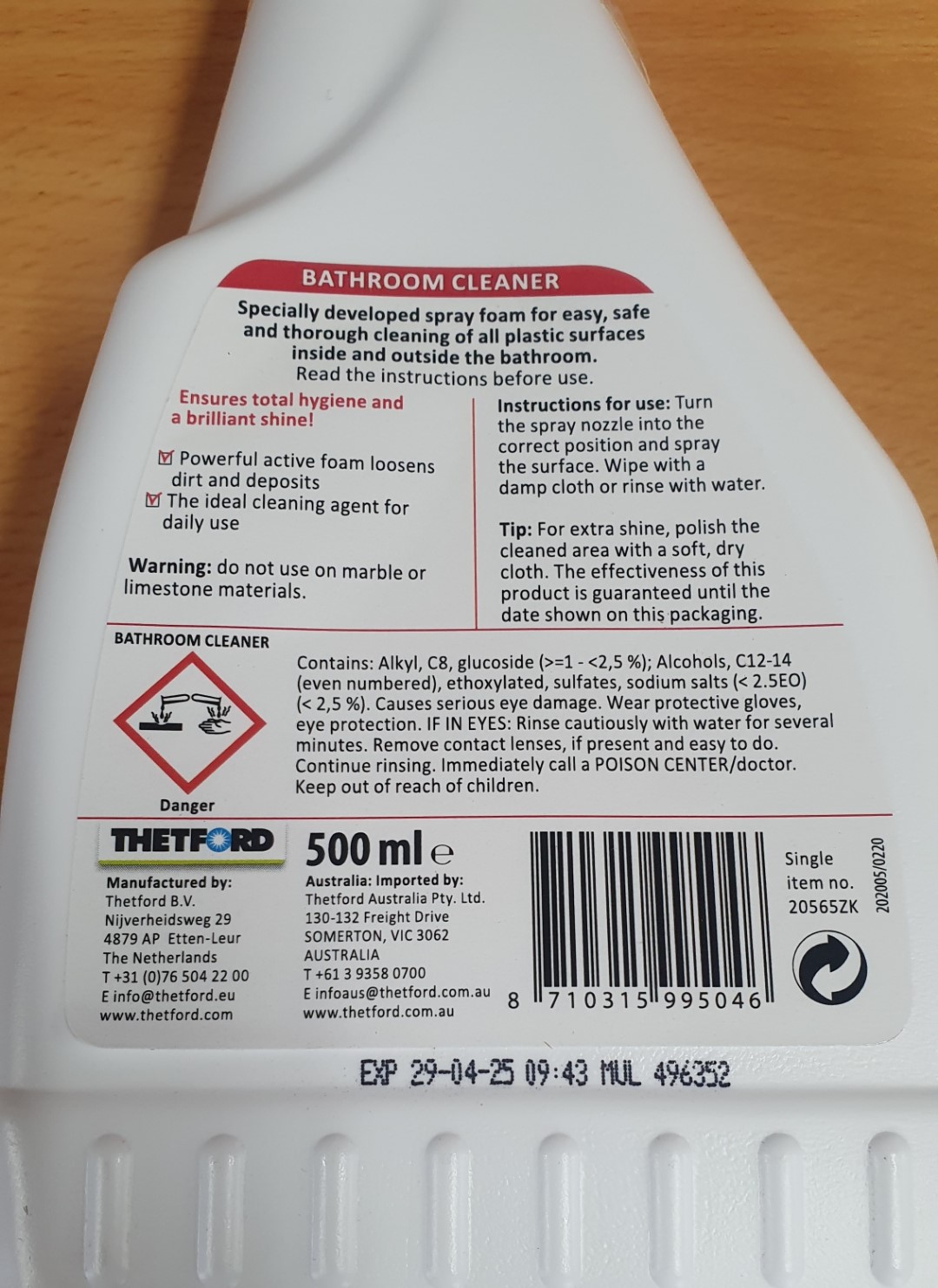 THETFORD Bathroom Cleaner Spray – Caravan City Sales – Parts Sales
